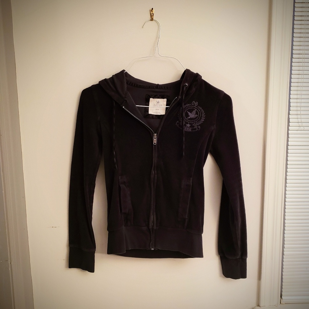 Aerie Dark Grey Soft Zip Up Sweatshirt Hoodie